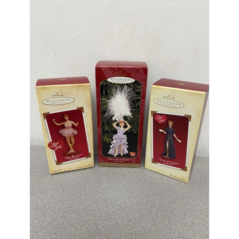 Vintage Hallmark Keepsake I Love Lucy Ornament Lot Of 3, Ballet, Pictures, L.A.